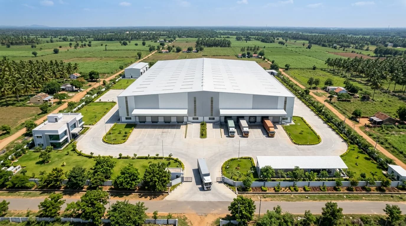 Aerial view of a high-performance warehouse facility