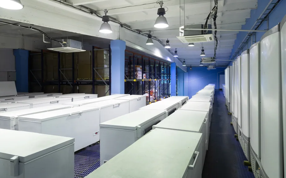 Cold store interior built from insulated panels