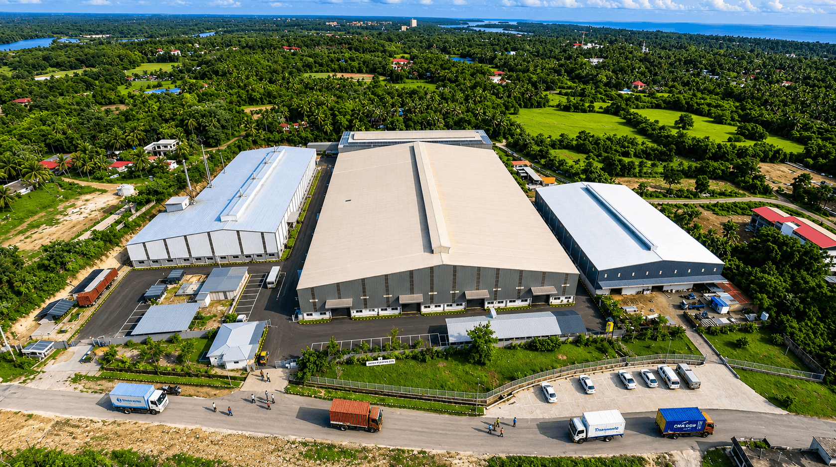 Aerial view of a Prime NMS galvanized steel manufacturing facility