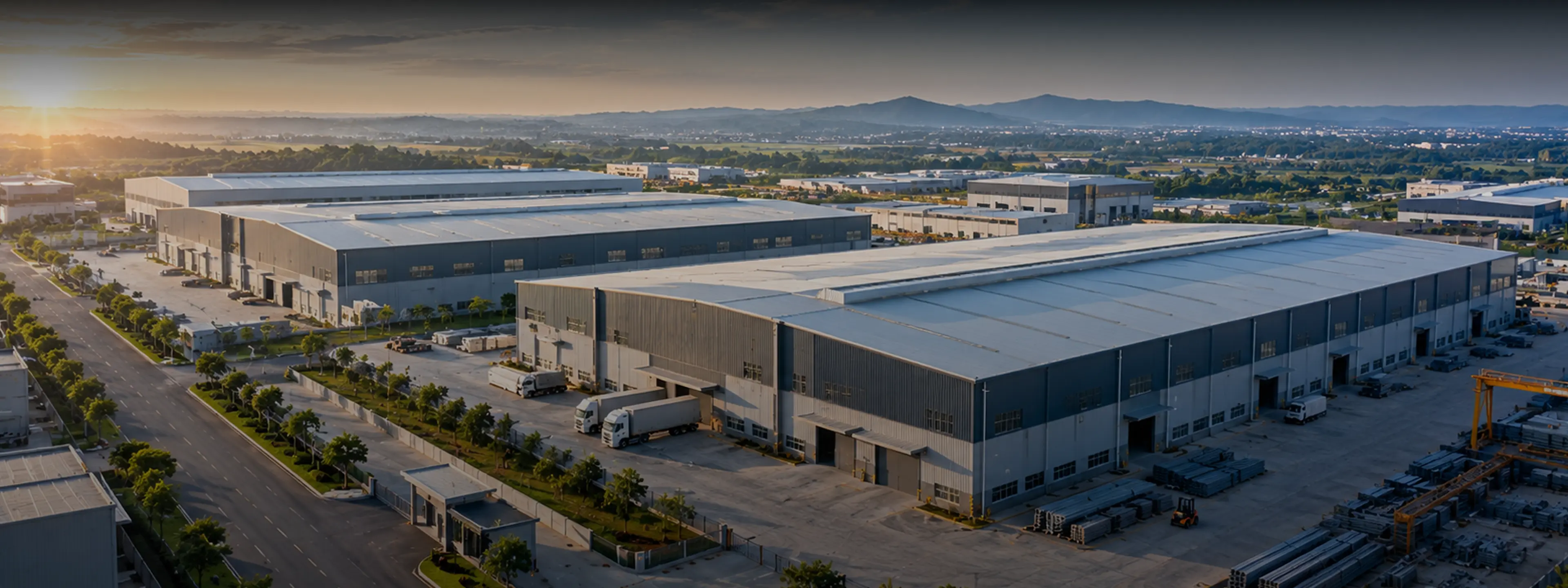 Aerial view of a Prime NMS galvanized steel manufacturing facility
