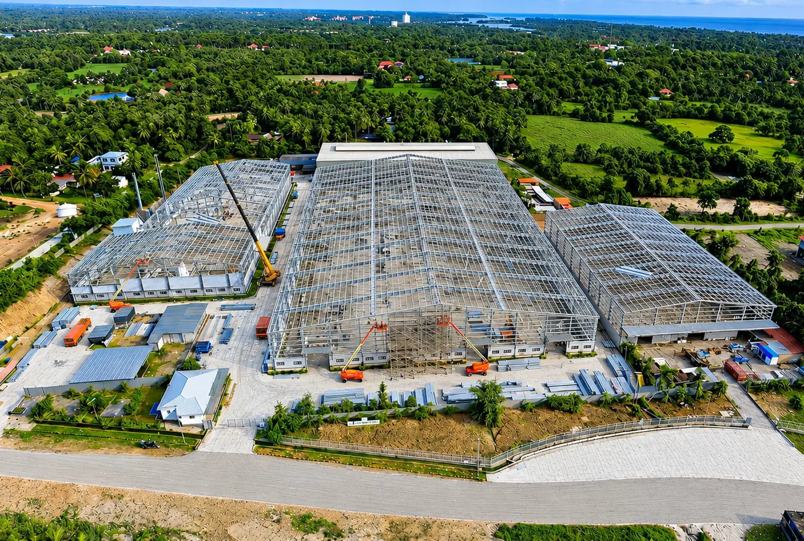 Aerial view of a Prime NMS steel building project under construction